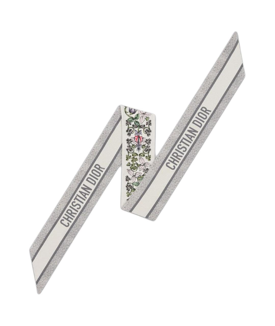 CHRISTIAN DIOR Белый шелковый шарф, фото 2