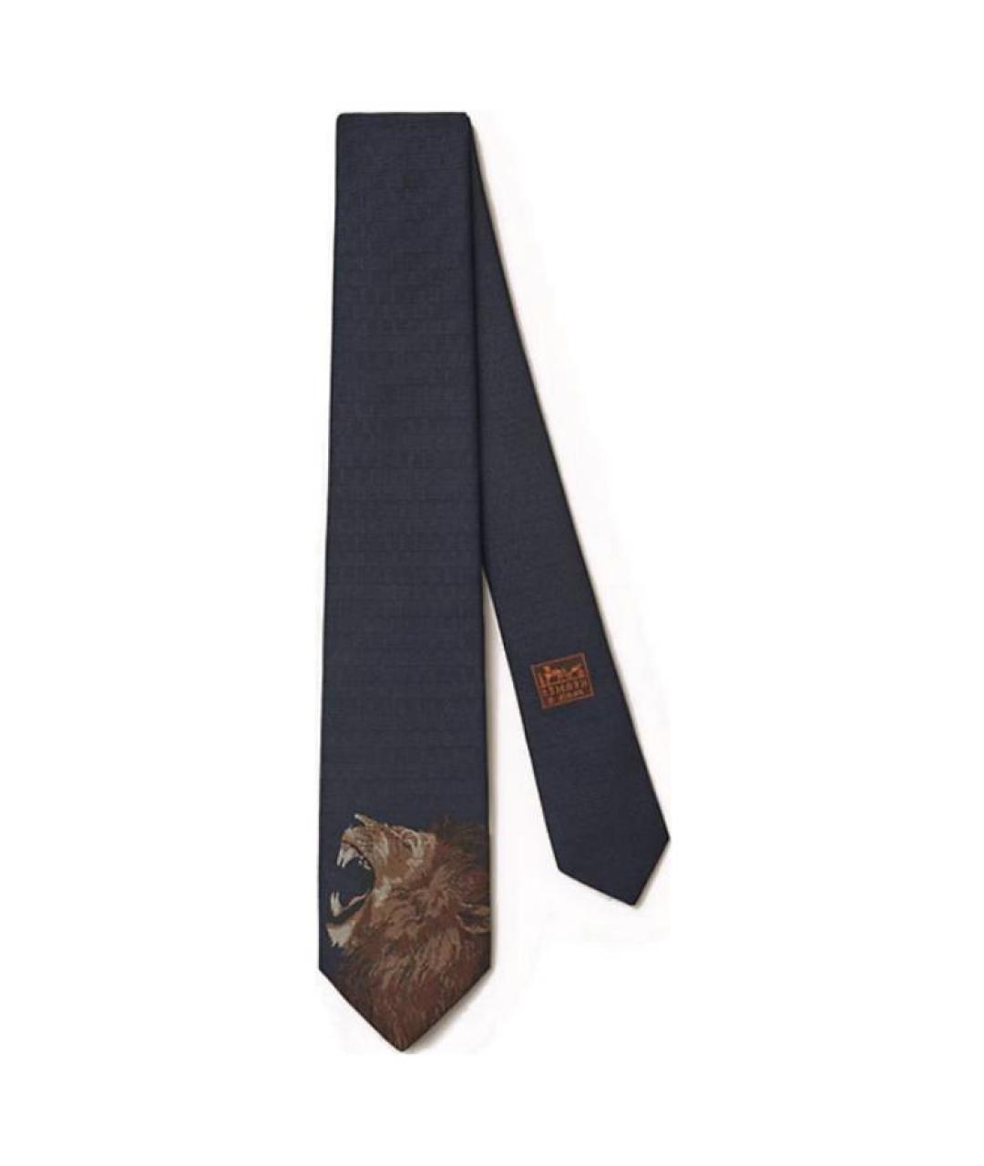 HERMES Темно-синий шелковый платок, фото 2