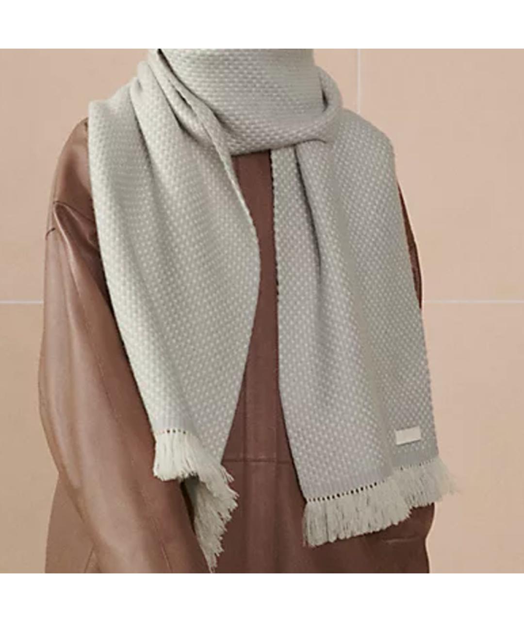HERMES Серый кашемировый шарф, фото 3