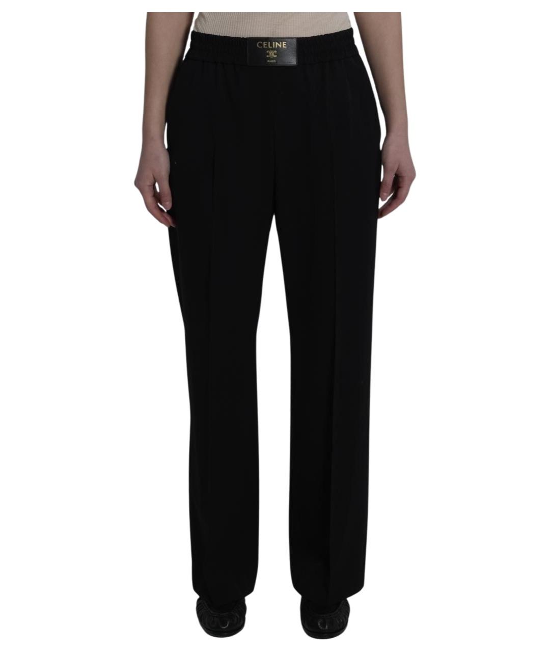 CELINE Черные шерстяные прямые брюки, фото 1