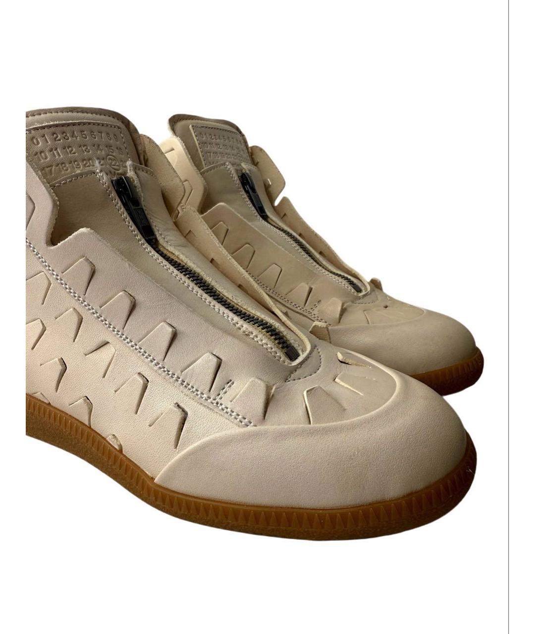 MAISON MARGIELA Бежевые кожаные кроссовки, фото 3