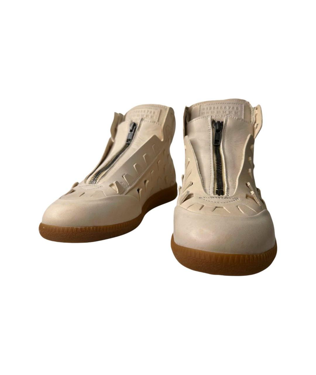 MAISON MARGIELA Бежевые кожаные кроссовки, фото 2