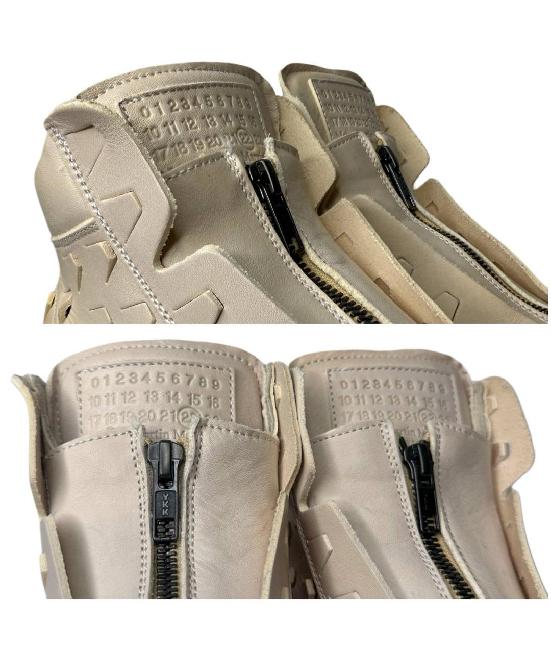 MAISON MARGIELA Бежевые кожаные кроссовки, фото 5