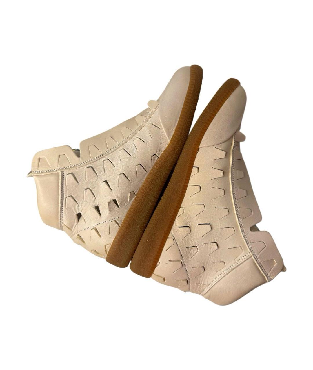 MAISON MARGIELA Бежевые кожаные кроссовки, фото 4