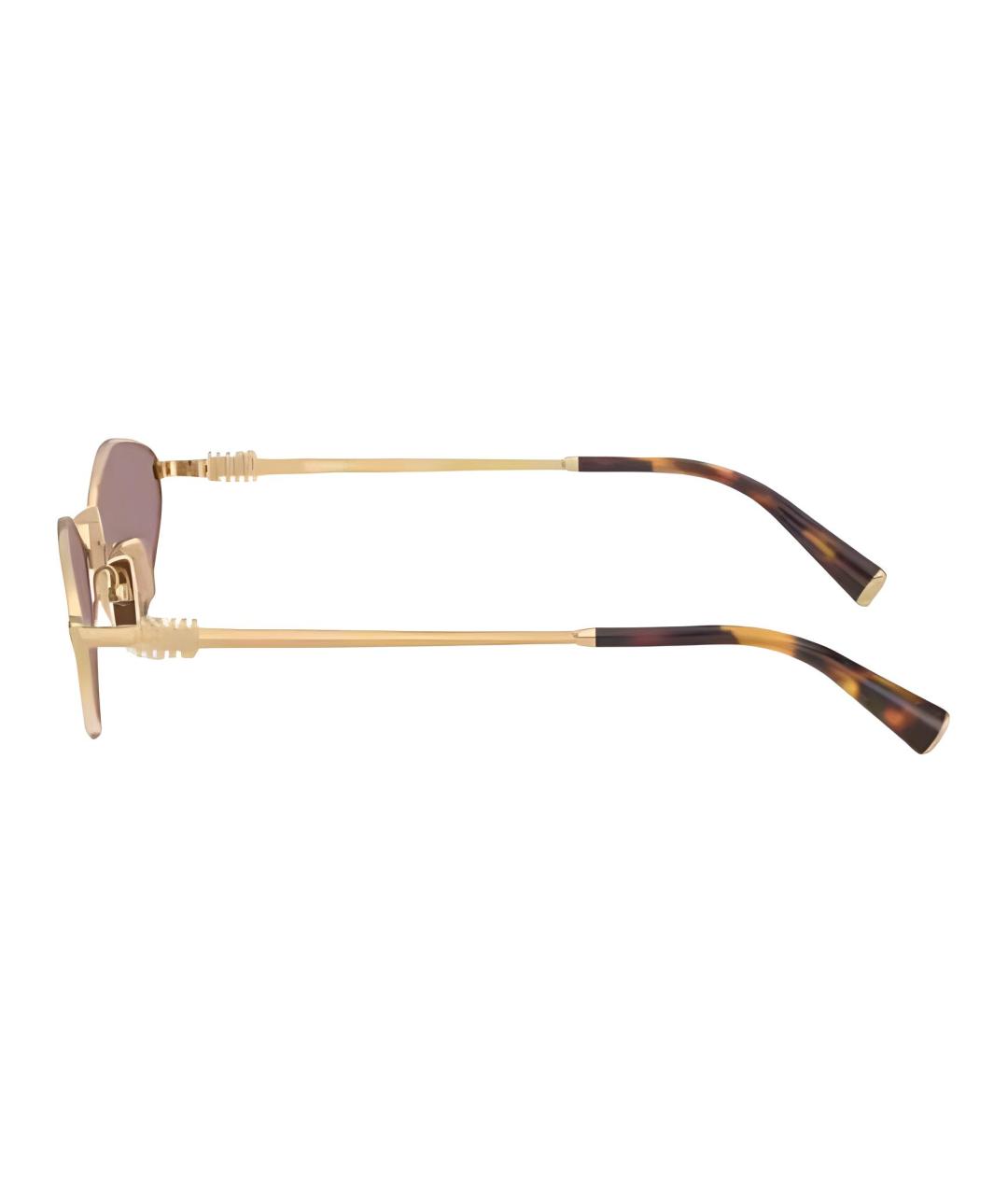 MIU MIU Золотые металлические солнцезащитные очки, фото 4