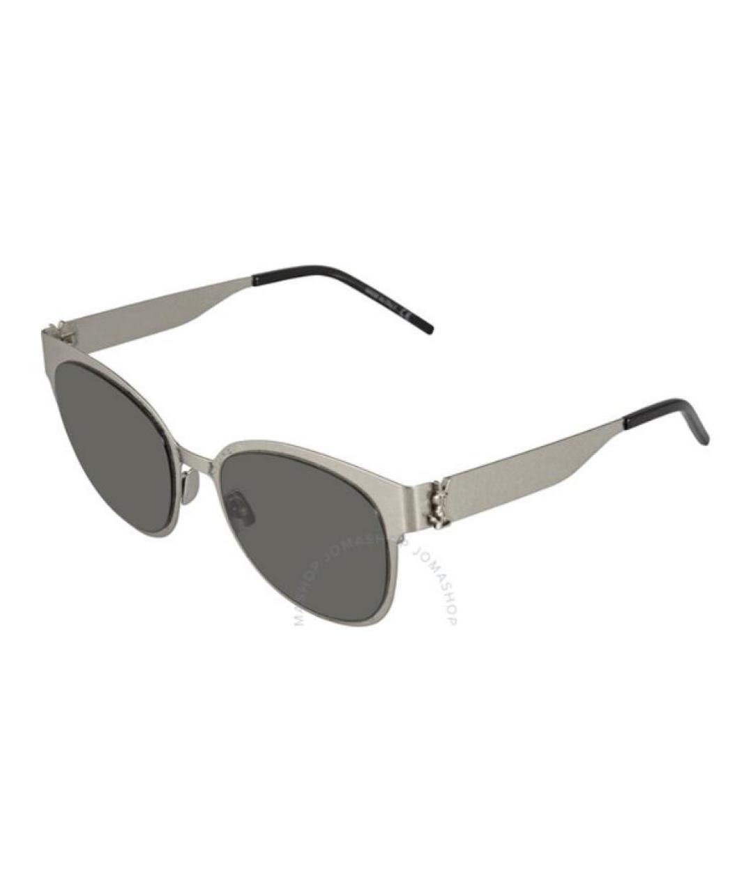 SAINT LAURENT Серые металлические солнцезащитные очки, фото 1