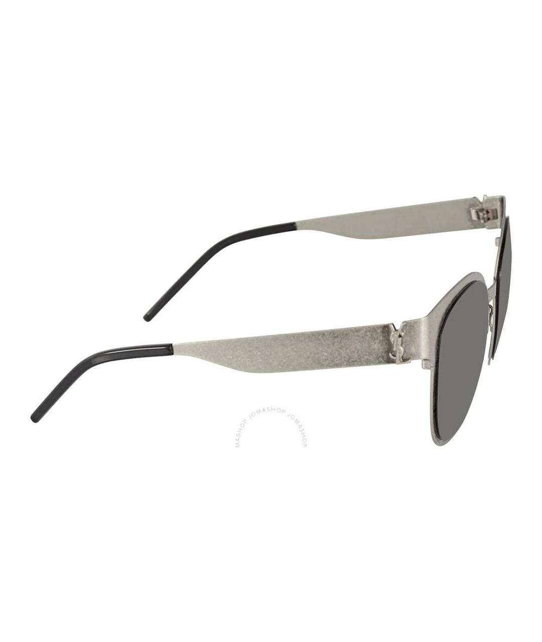 SAINT LAURENT Серые металлические солнцезащитные очки, фото 3