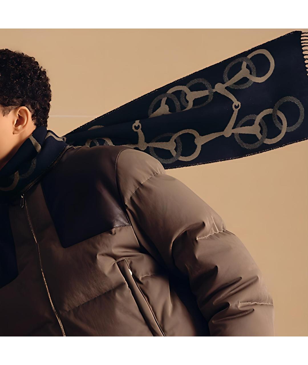 HERMES Серый кашемировый шарф, фото 2