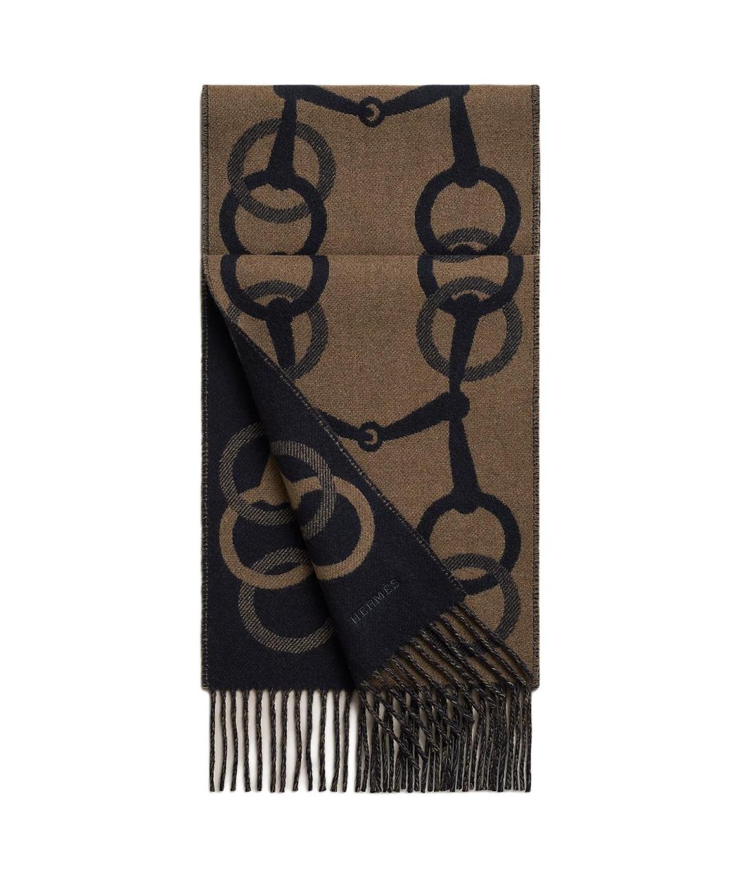 HERMES Серый кашемировый шарф, фото 1