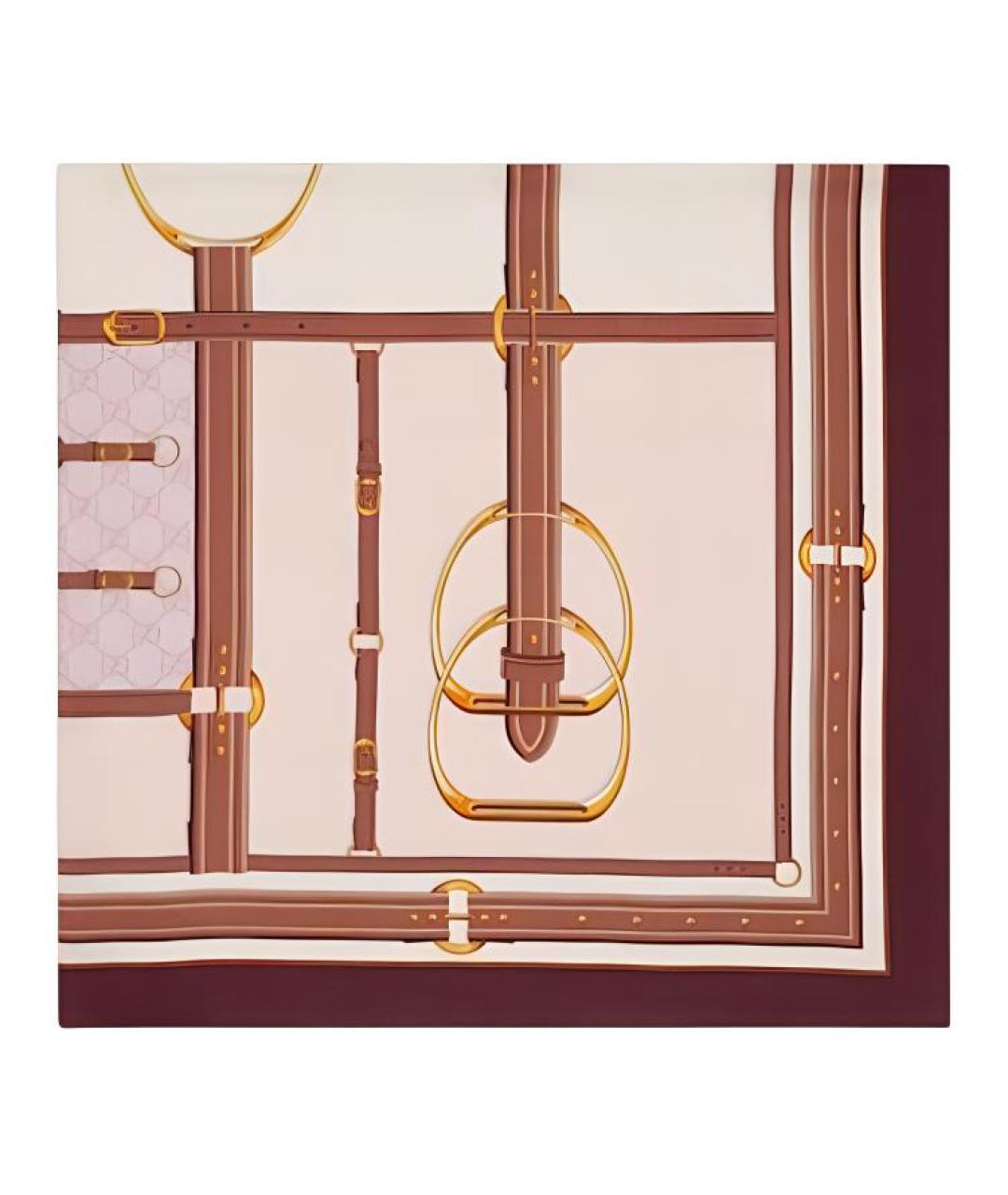 GUCCI Бежевый шелковый шарф, фото 2