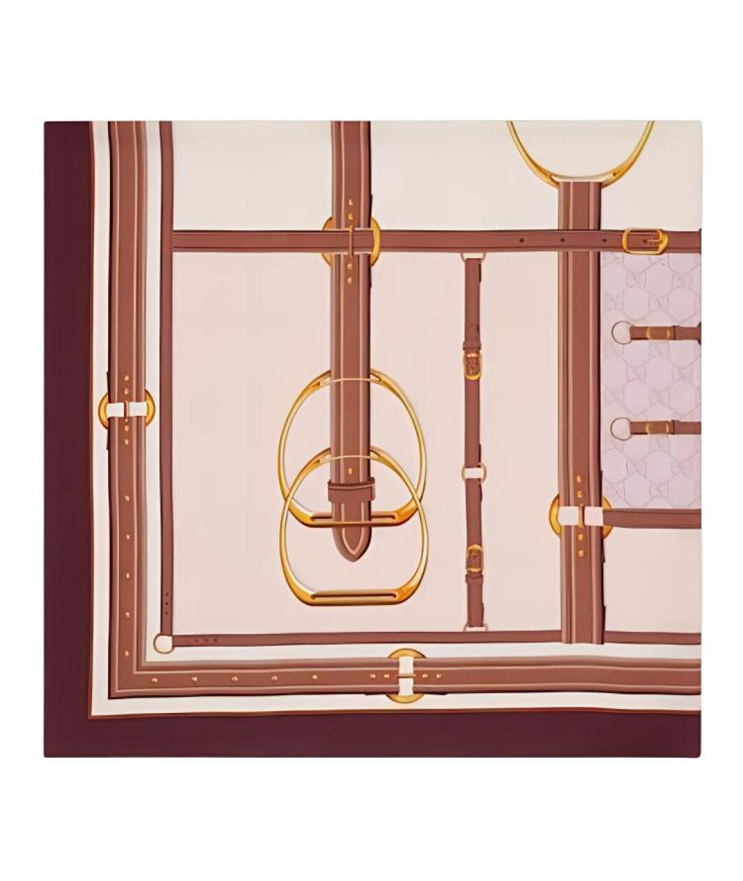 GUCCI Бежевый шелковый шарф, фото 3