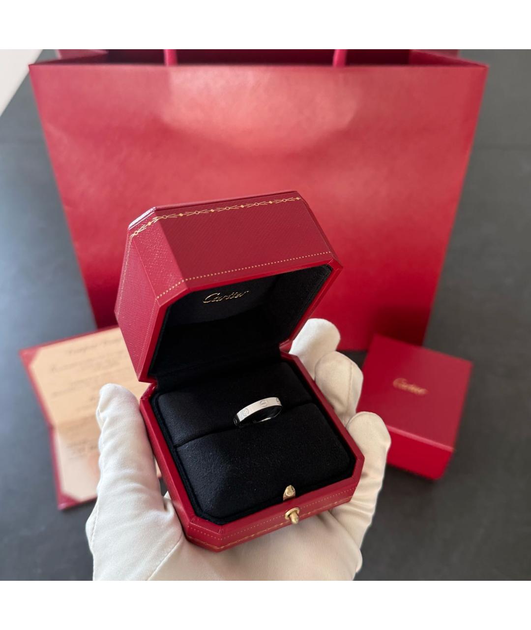 CARTIER Антрацитовое кольцо из белого золота, фото 2