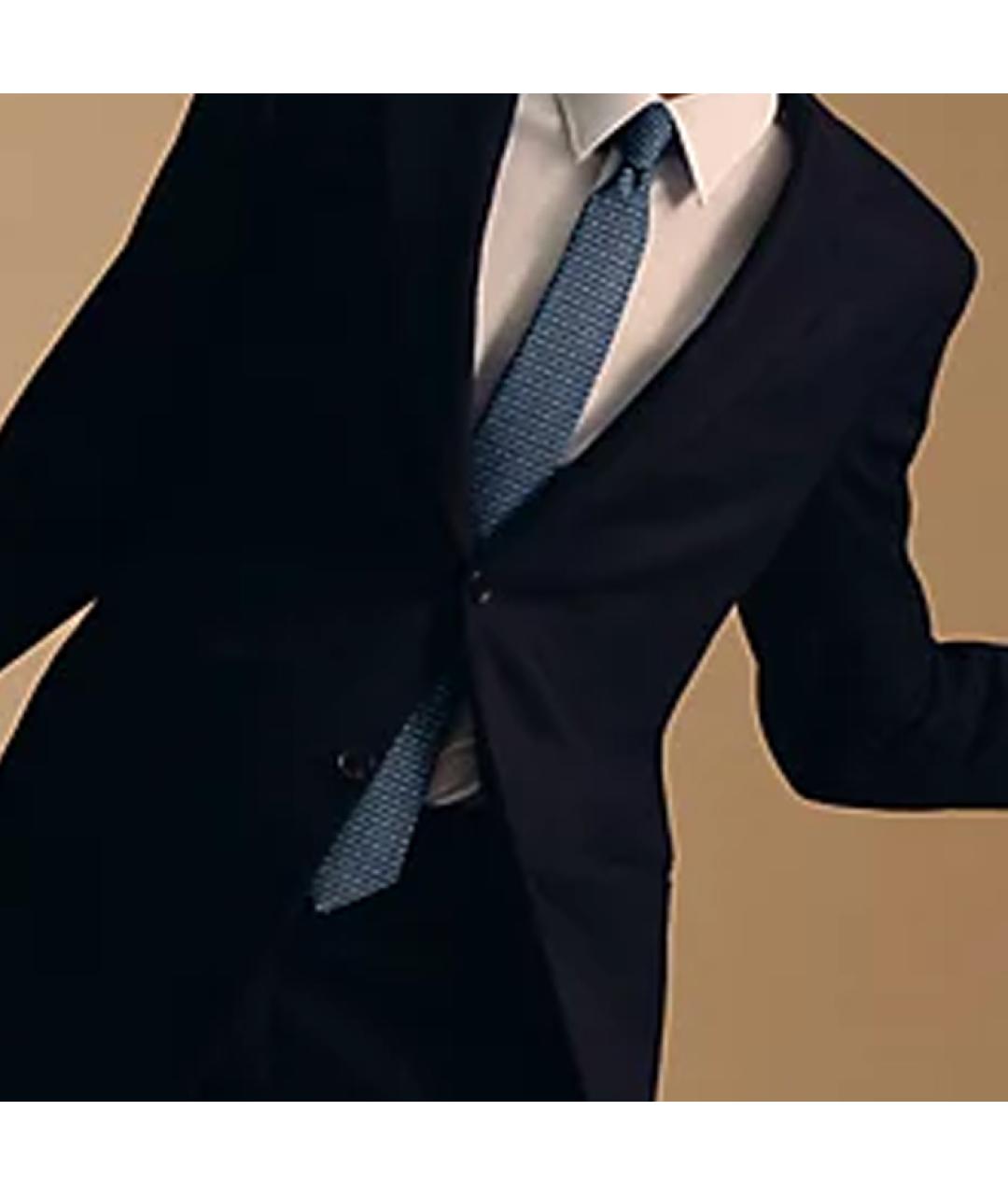 HERMES Темно-синий шелковый галстук, фото 3