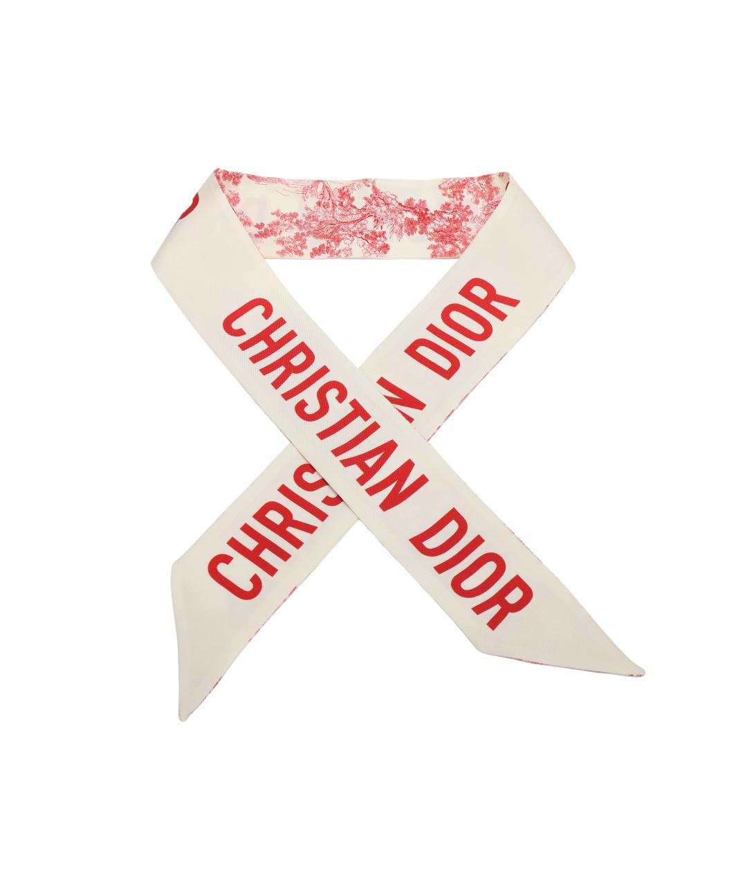 CHRISTIAN DIOR Белый шелковый шарф, фото 2
