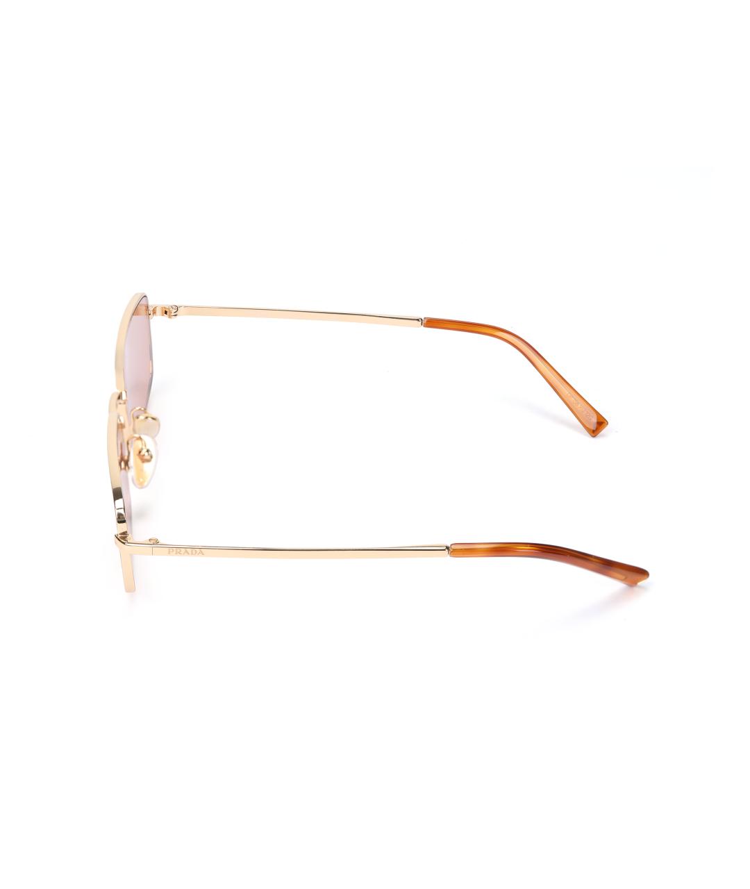 PRADA Золотые металлические солнцезащитные очки, фото 3