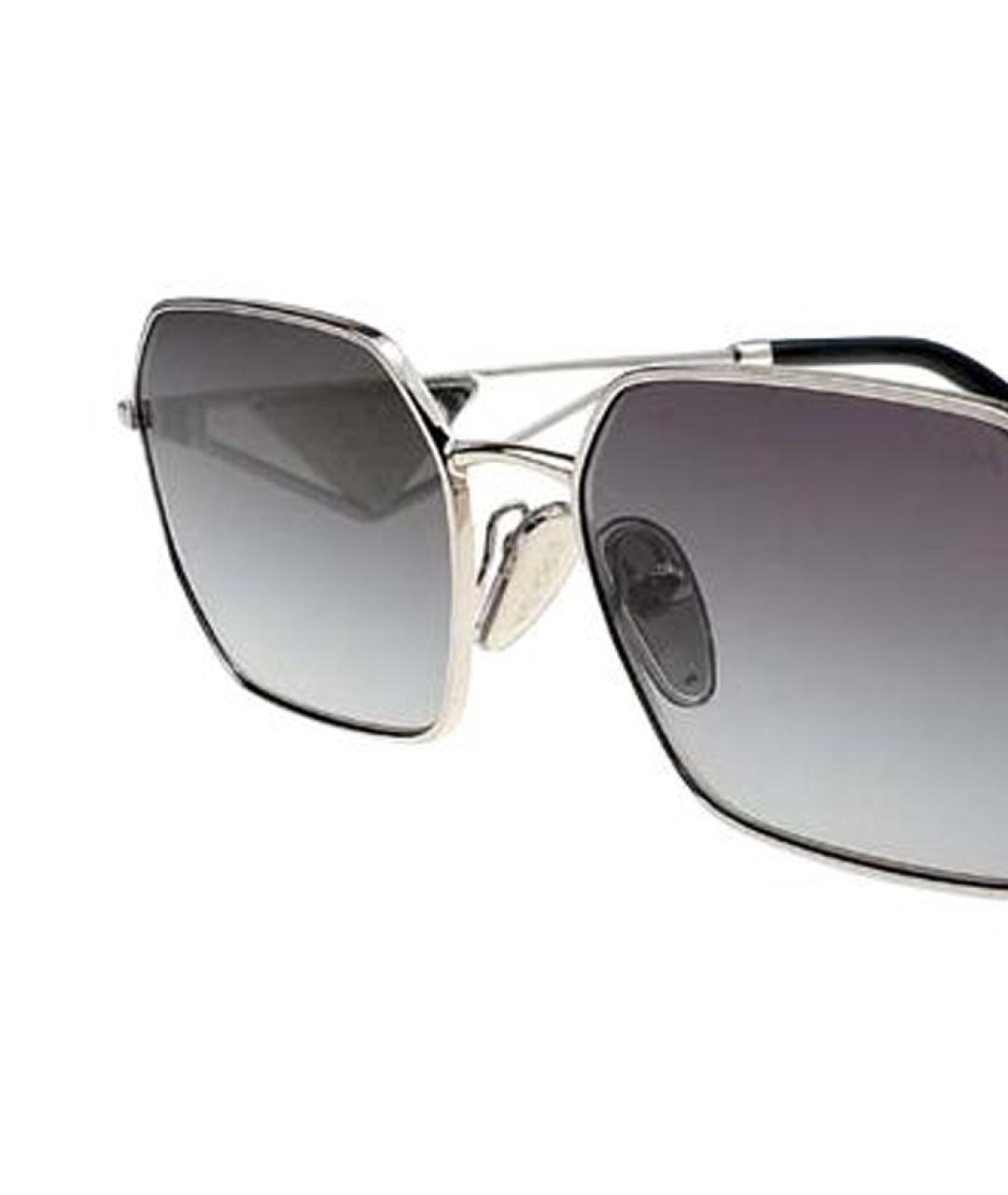 PRADA Серебряные металлические солнцезащитные очки, фото 3