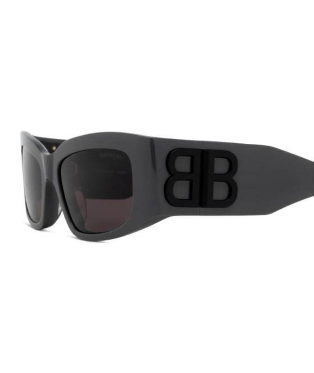 BALENCIAGA Антрацитовые пластиковые солнцезащитные очки, фото 1