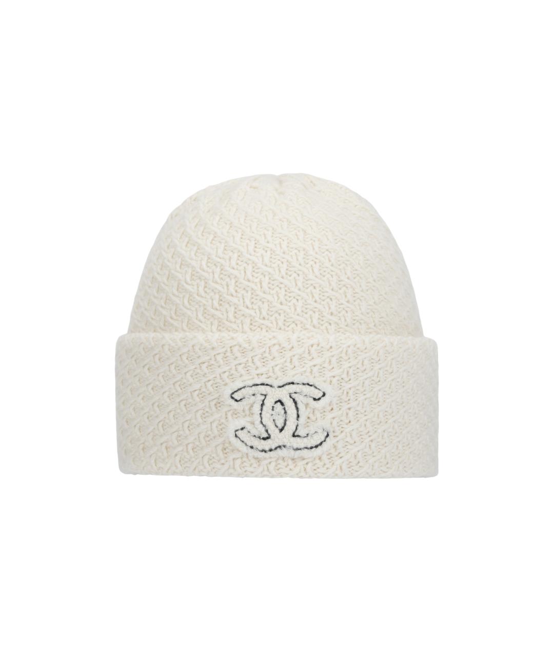 CHANEL Белая кашемировая шапка, фото 6