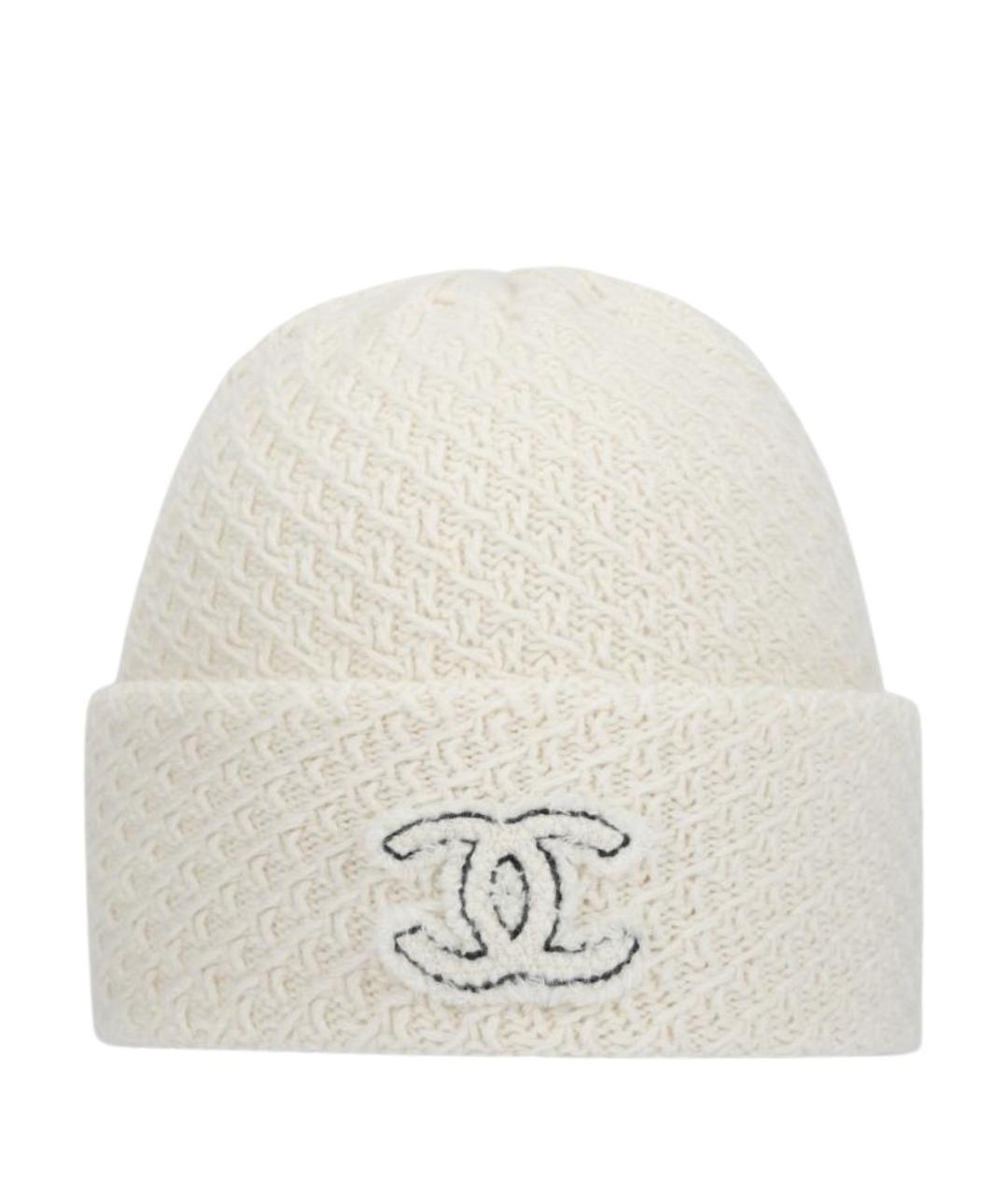 CHANEL Белая кашемировая шапка, фото 1