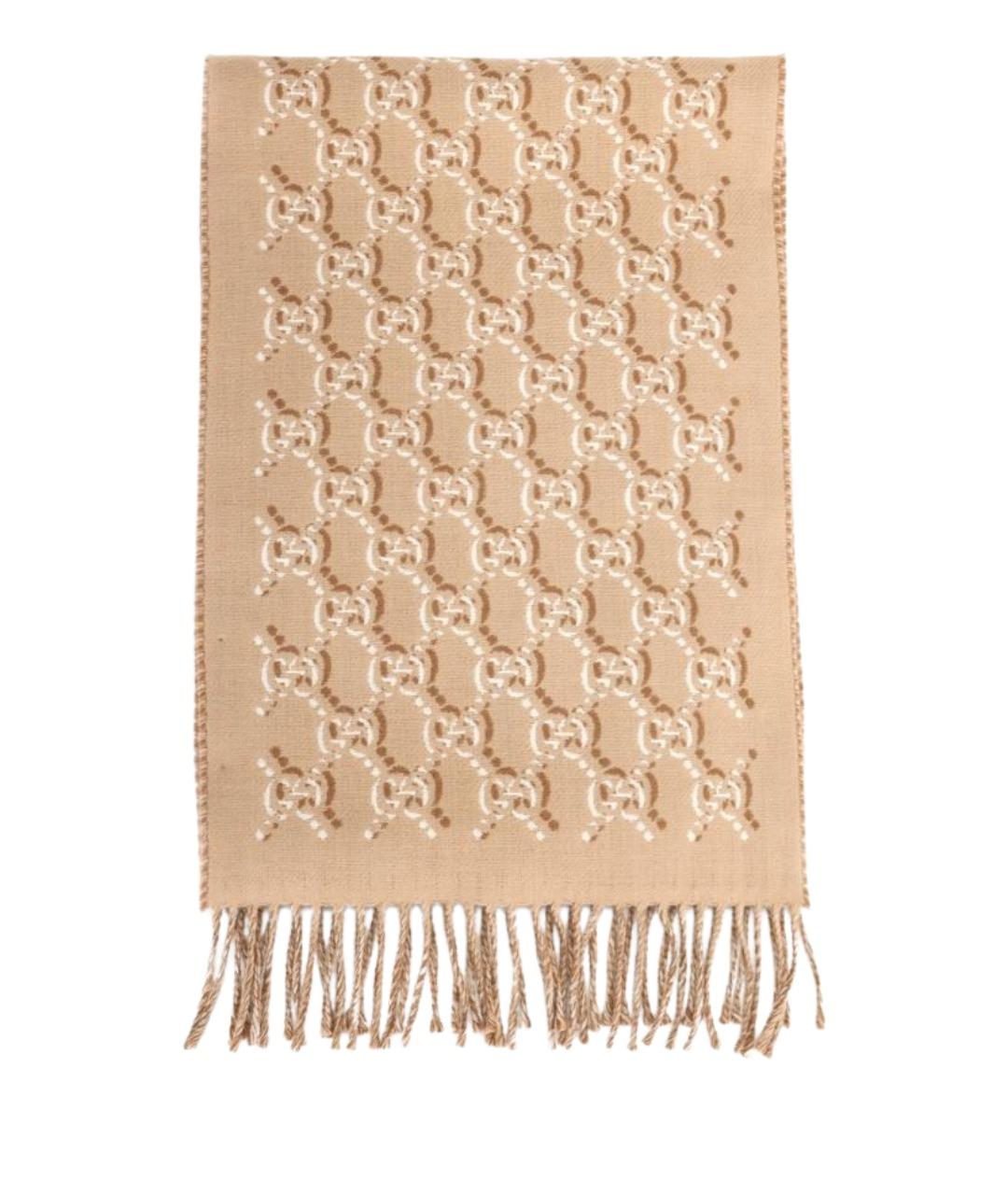 GUCCI Бежевый шерстяной шарф, фото 1