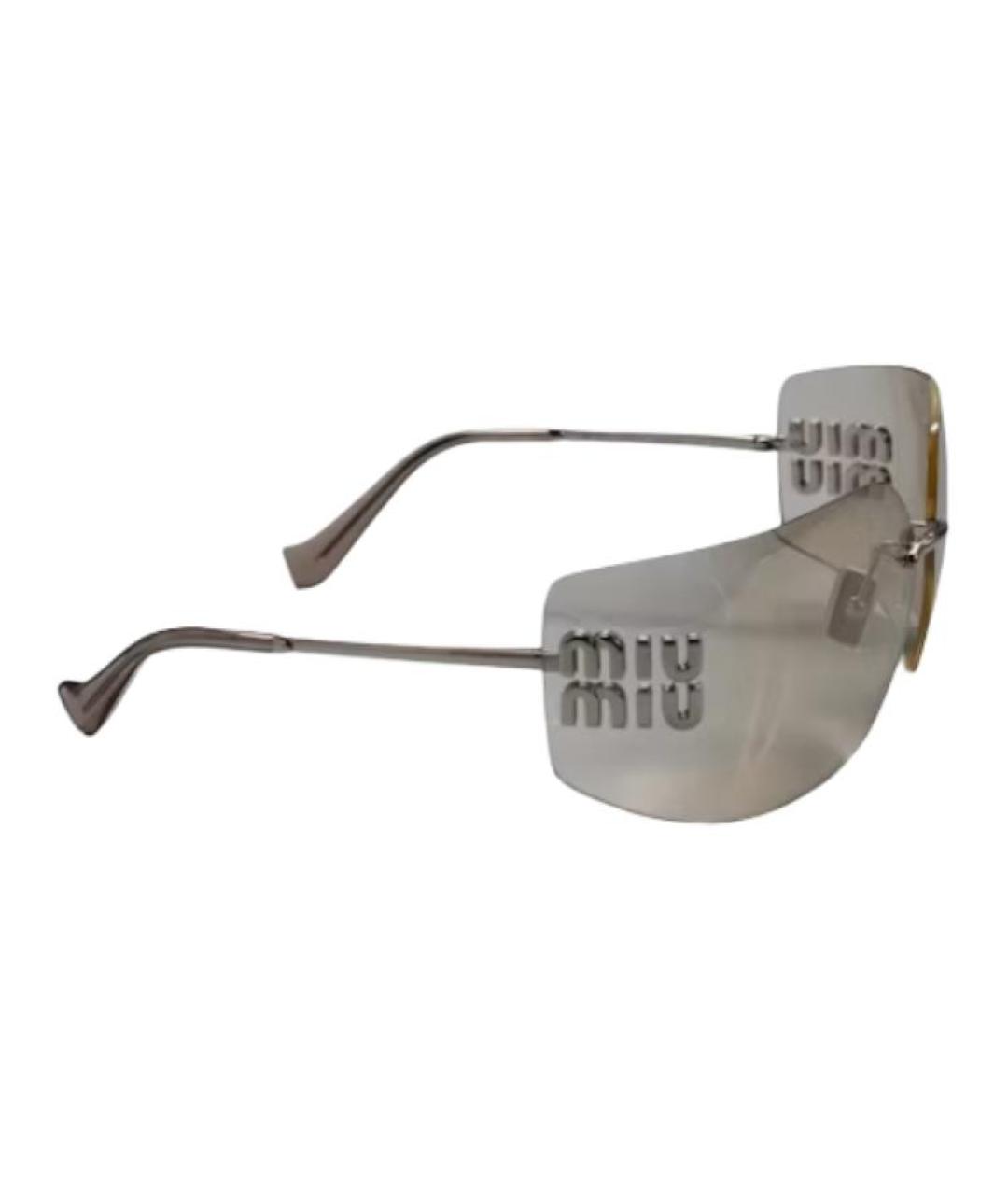 MIU MIU Серебряные металлические солнцезащитные очки, фото 2