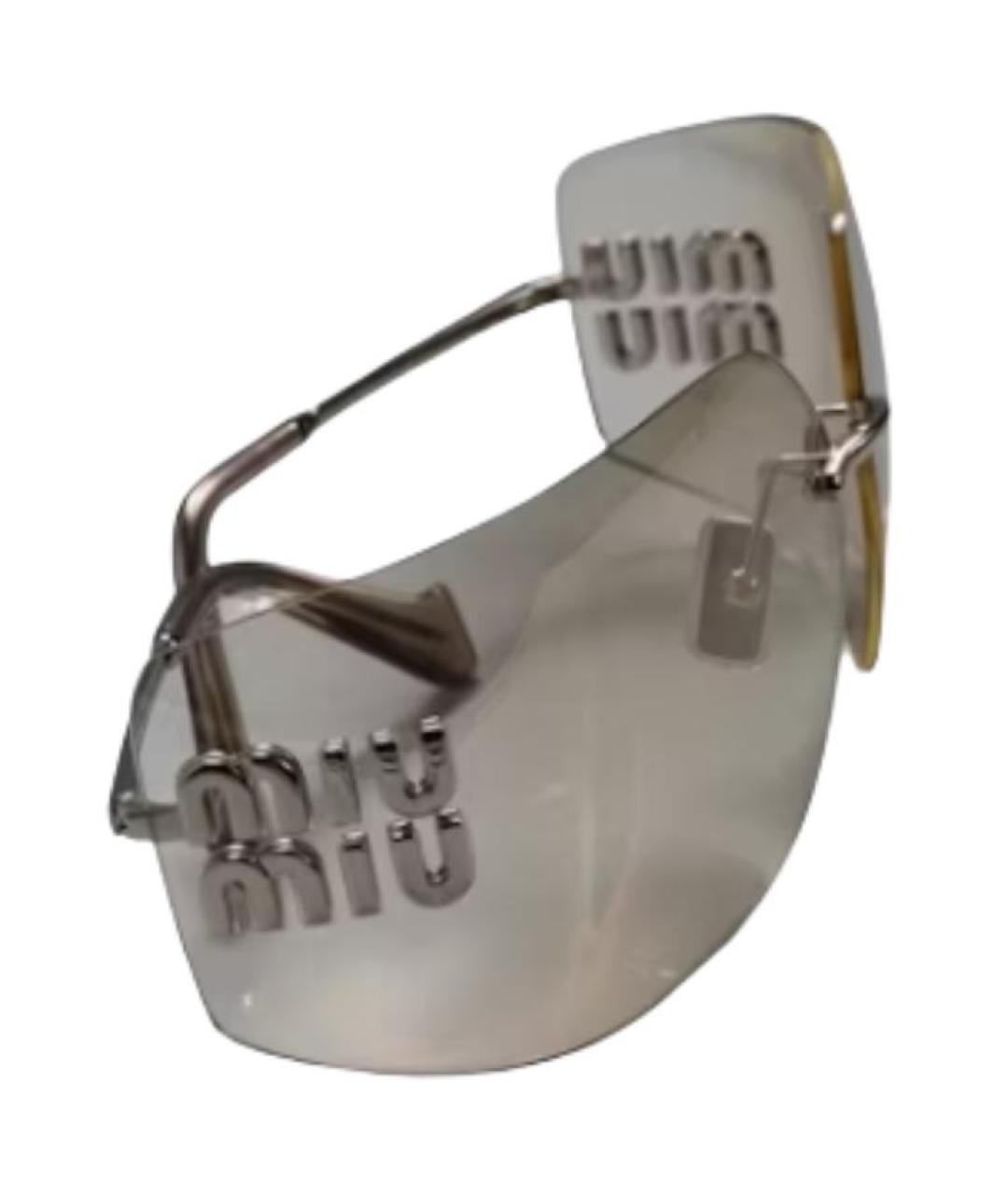 MIU MIU Серебряные металлические солнцезащитные очки, фото 3