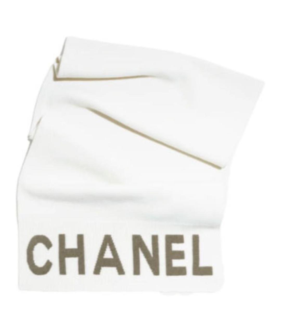 CHANEL Белый кашемировый шарф, фото 1