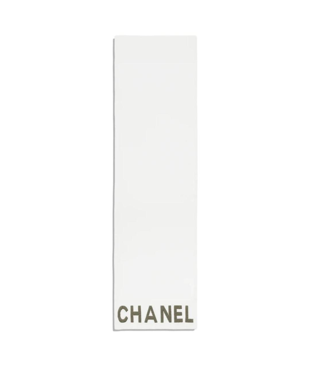CHANEL Белый кашемировый шарф, фото 2