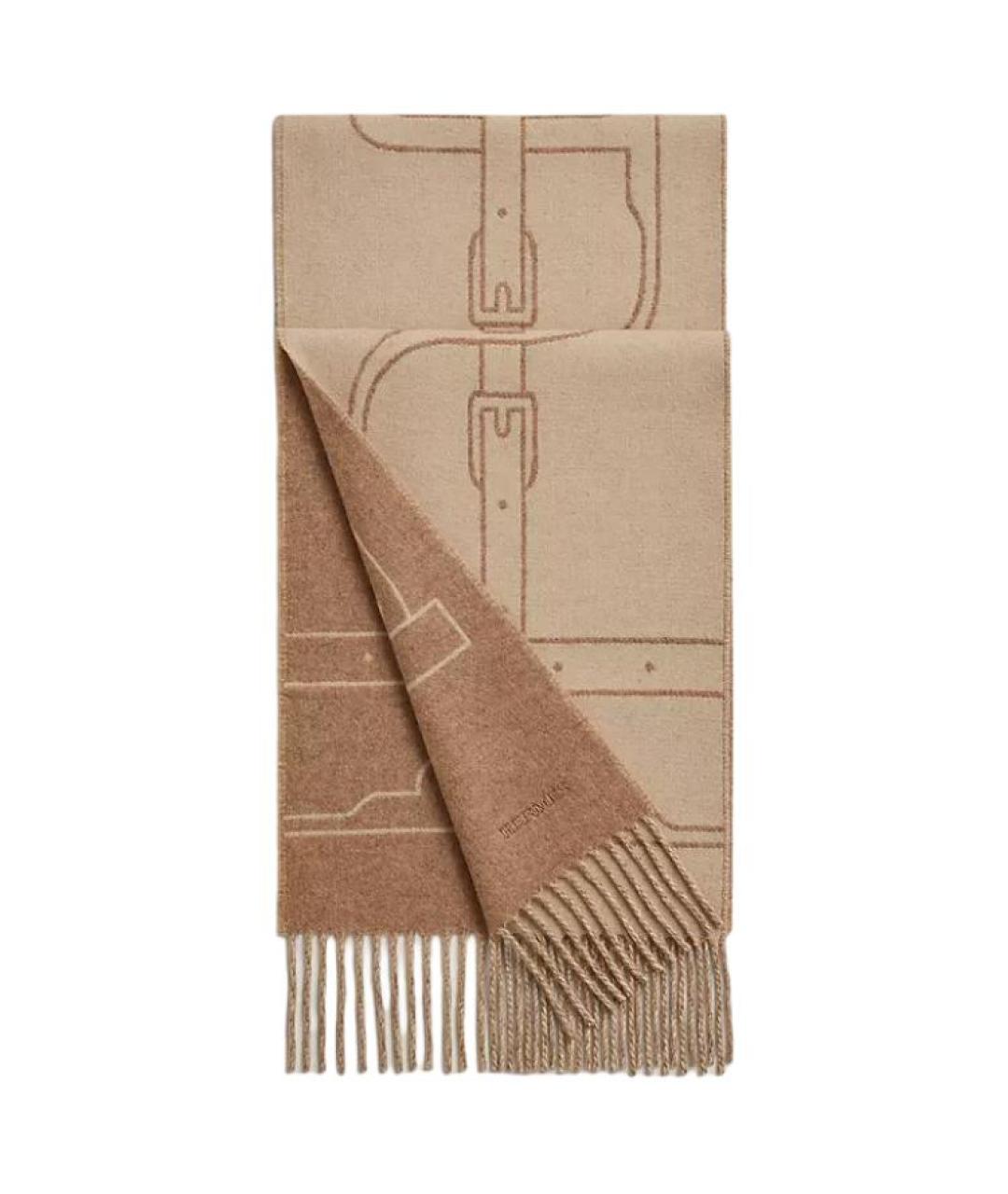 HERMES Коричневый кашемировый шарф, фото 1