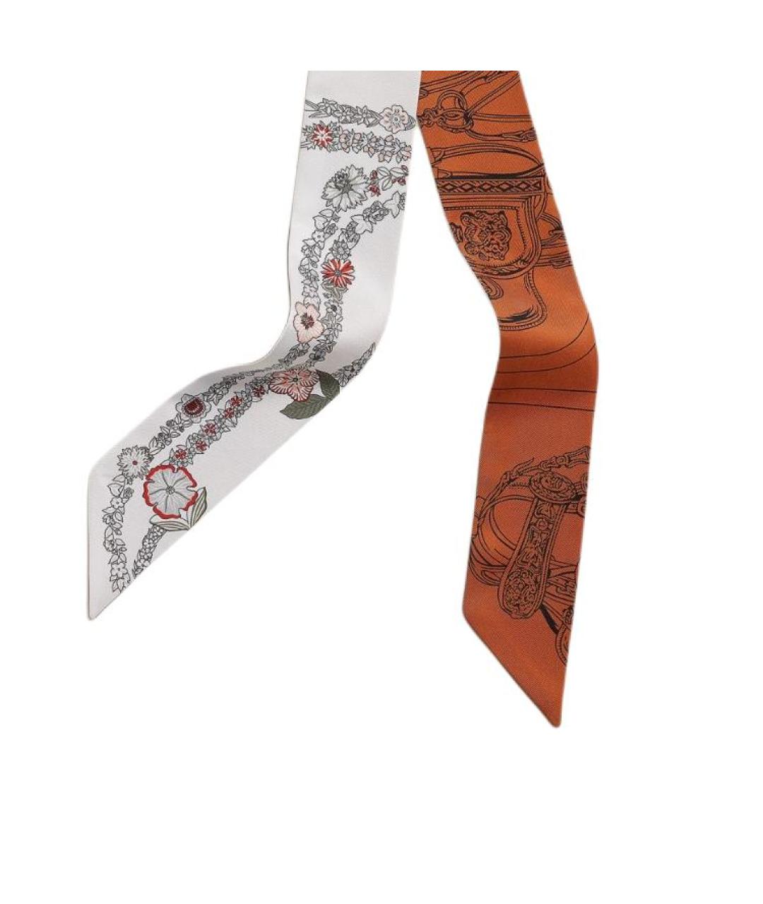 HERMES Красный шелковый шарф, фото 3