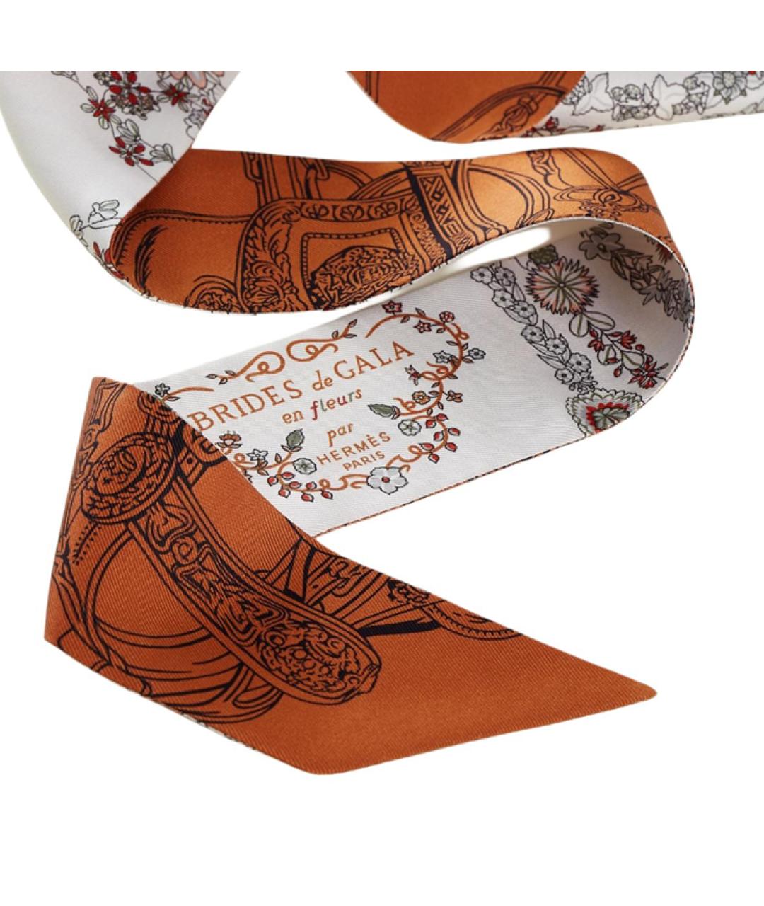 HERMES Красный шелковый шарф, фото 2