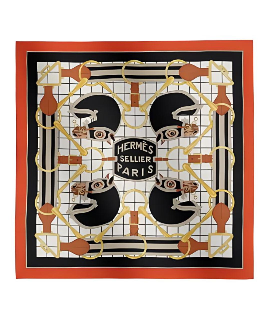 HERMES Мульти шелковый шарф, фото 1