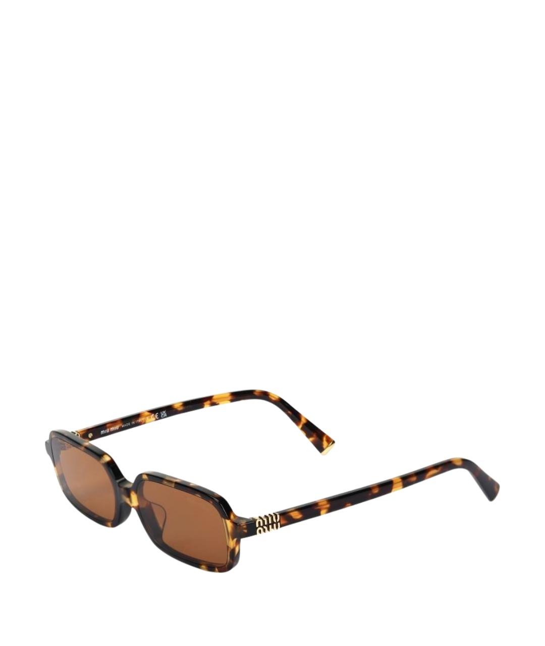 MIU MIU Коричневые пластиковые солнцезащитные очки, фото 1