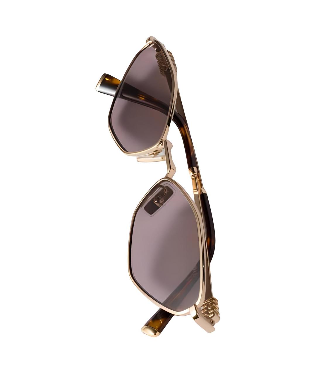 MIU MIU Золотые металлические солнцезащитные очки, фото 3