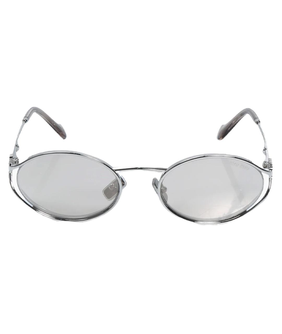 MIU MIU Серебряные металлические солнцезащитные очки, фото 1