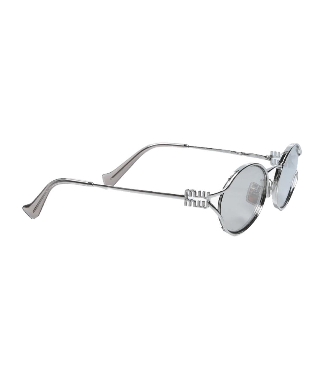 MIU MIU Серебряные металлические солнцезащитные очки, фото 2