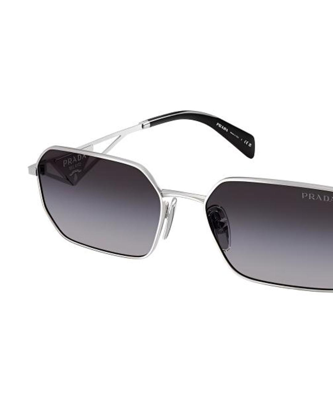 PRADA Серебряные металлические солнцезащитные очки, фото 2