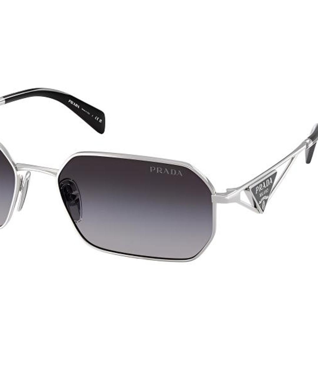 PRADA Серебряные металлические солнцезащитные очки, фото 3