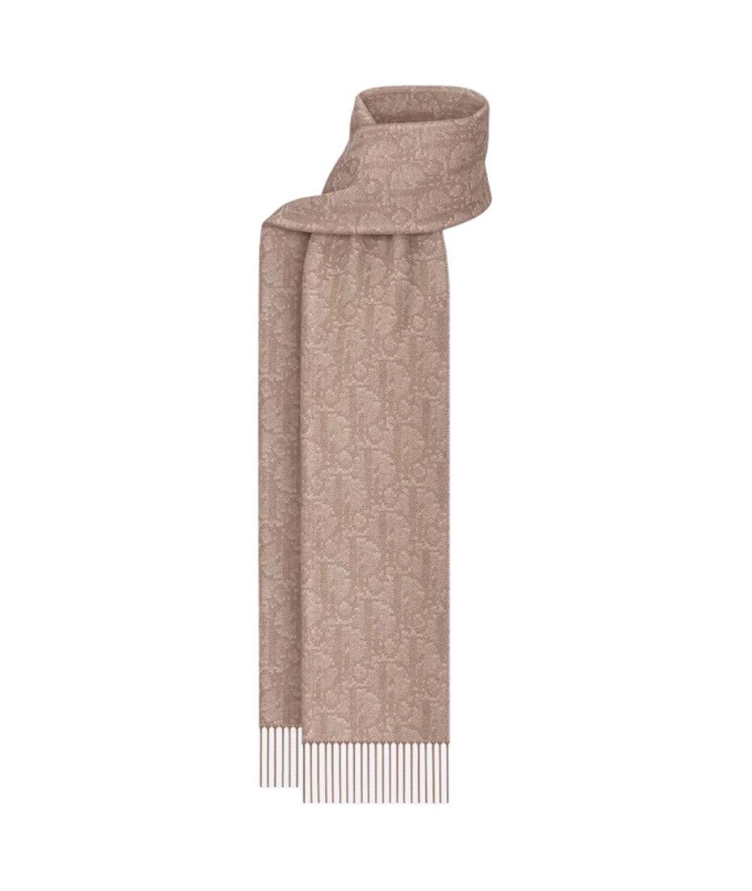 CHRISTIAN DIOR Бежевый кашемировый шарф, фото 2