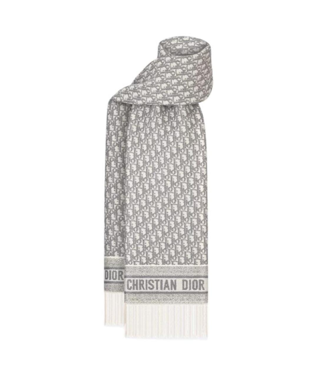 CHRISTIAN DIOR Серый кашемировый шарф, фото 1