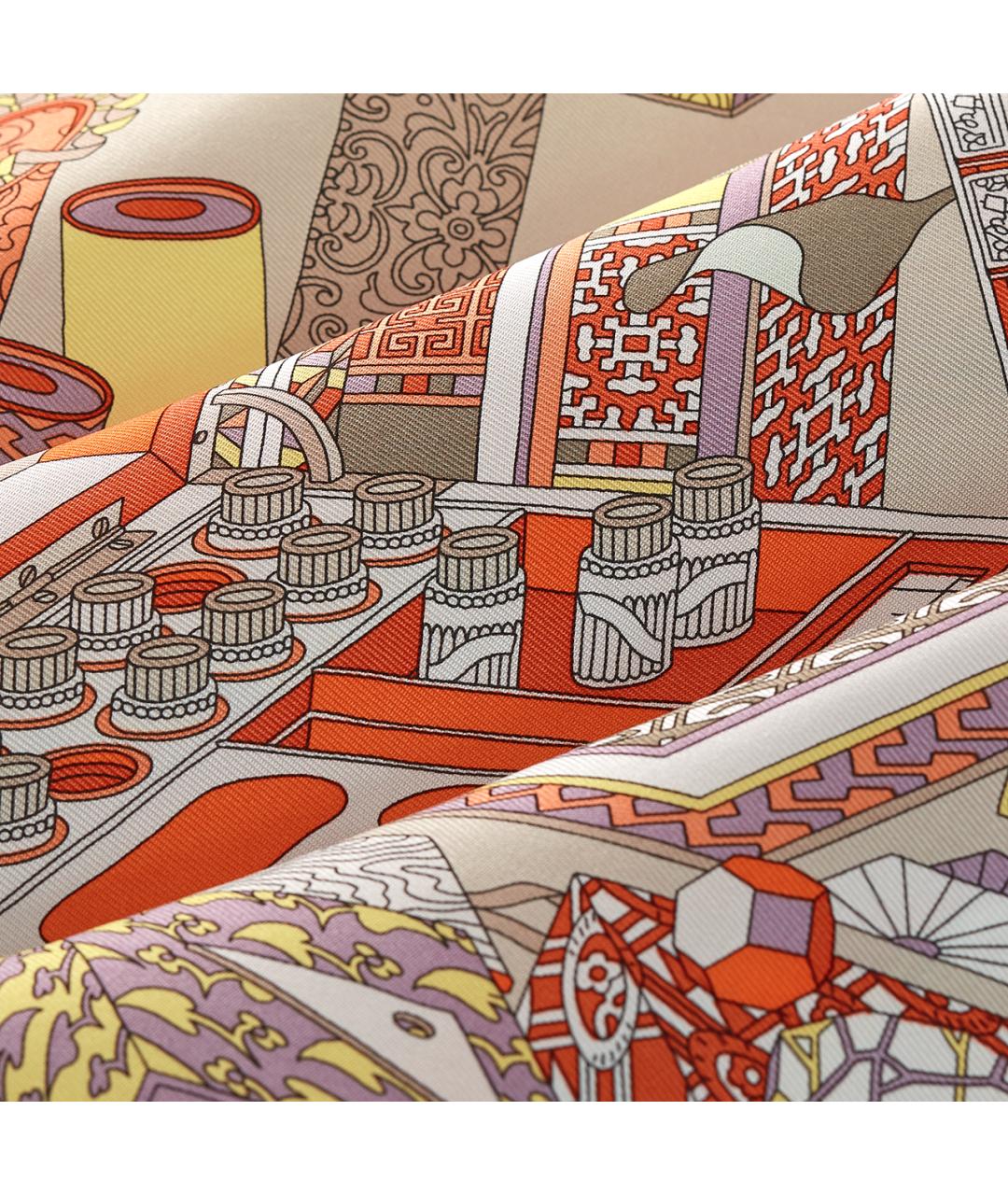 HERMES Красный шелковый шарф, фото 3