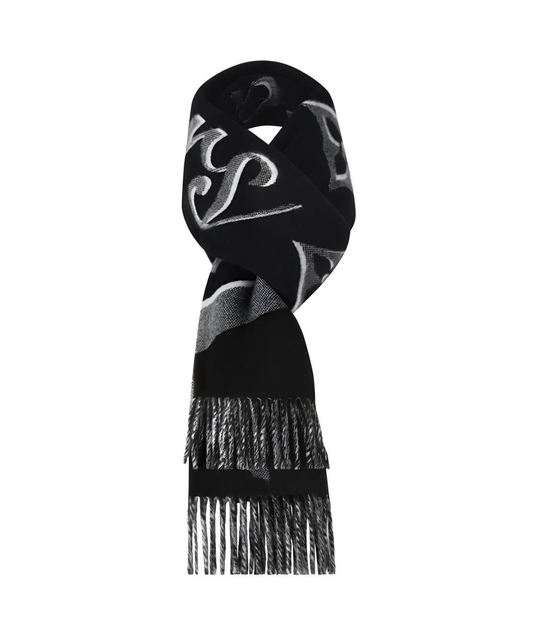 LOUIS VUITTON Черный шерстяной шарф, фото 2