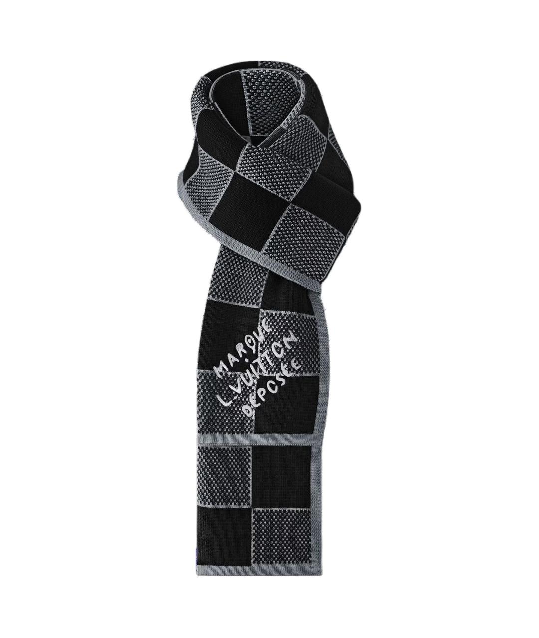 LOUIS VUITTON Черный шерстяной шарф, фото 2