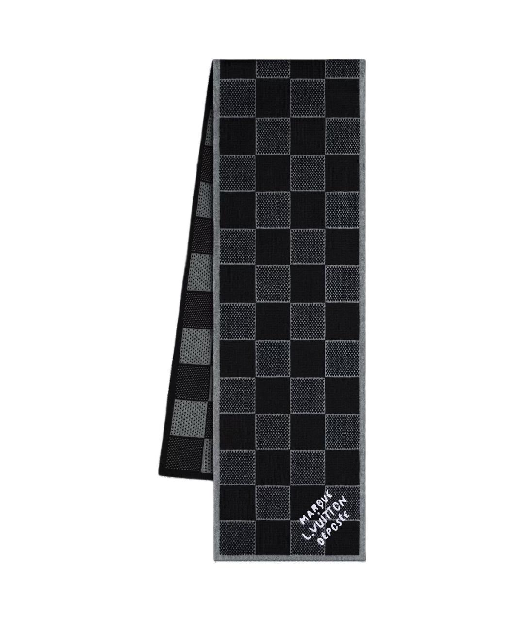 LOUIS VUITTON Черный шерстяной шарф, фото 1