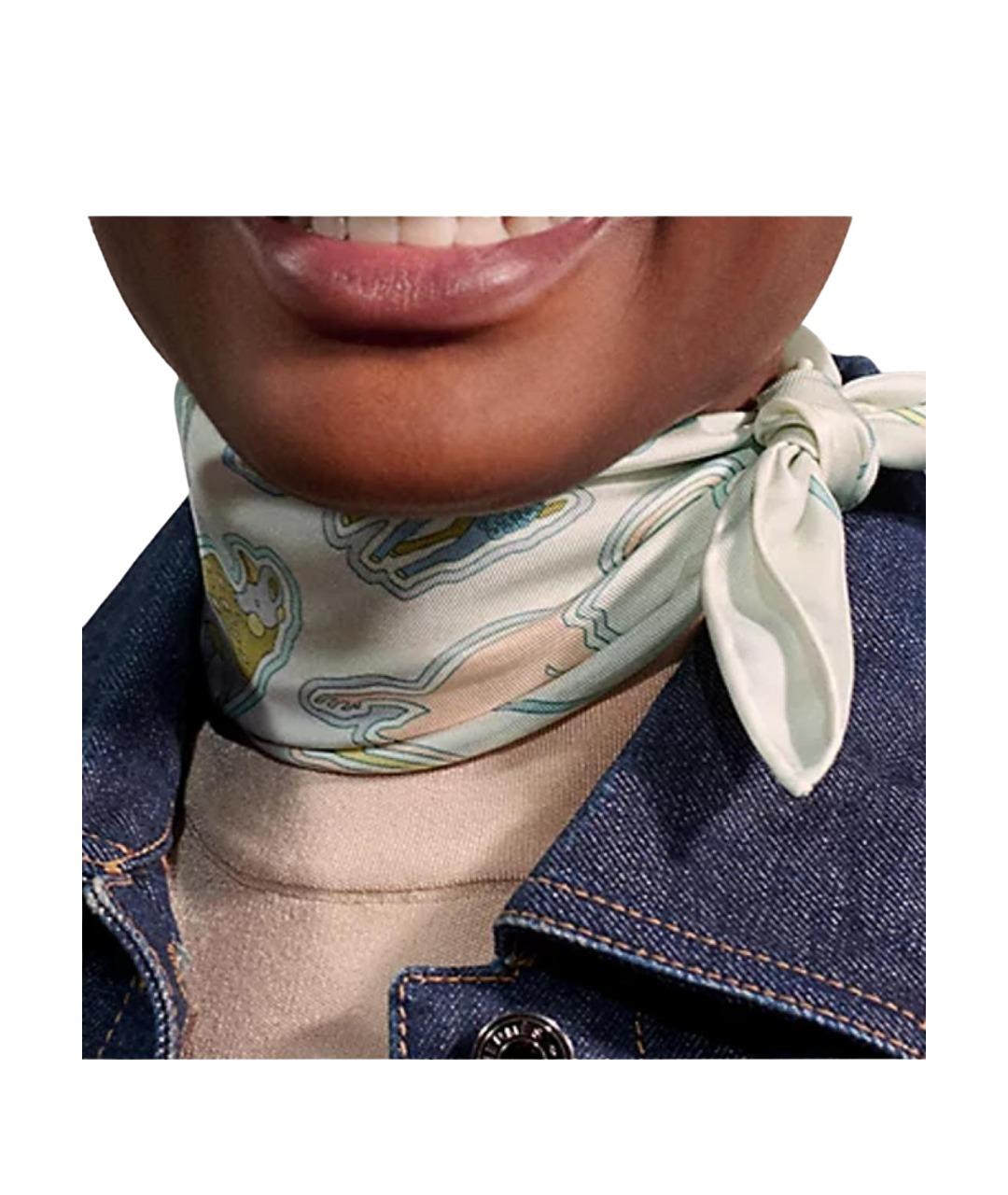 HERMES Мульти шелковый шарф, фото 2