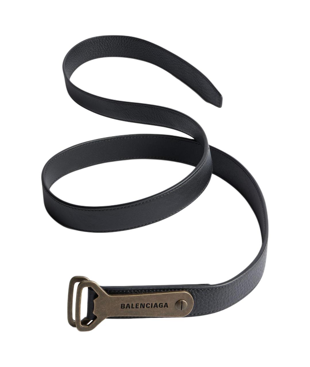 BALENCIAGA Черный кожаный ремень, фото 1