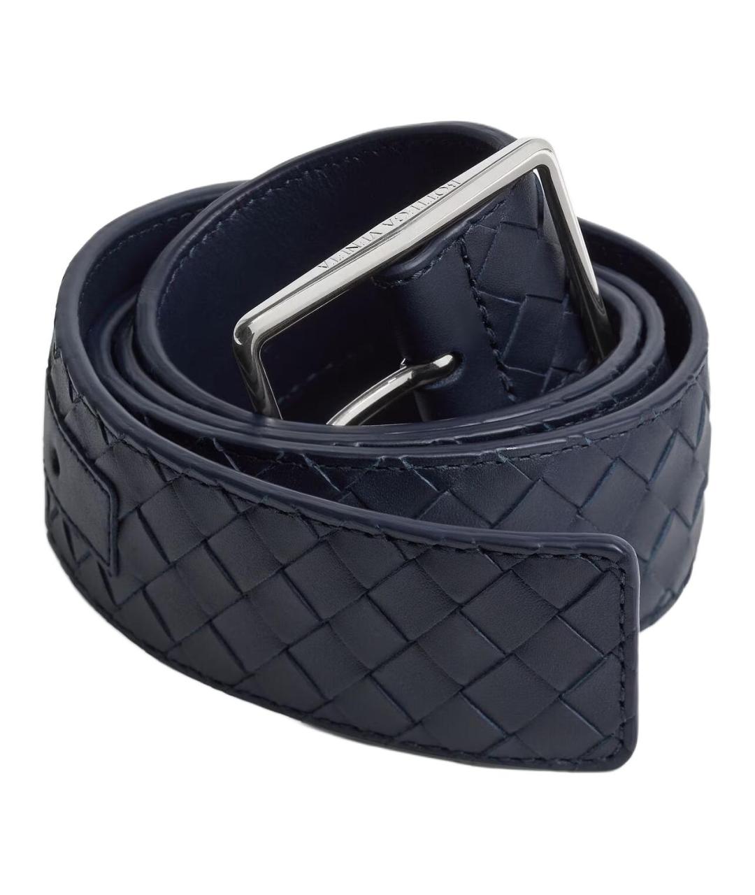 BOTTEGA VENETA Темно-синий кожаный ремень, фото 1