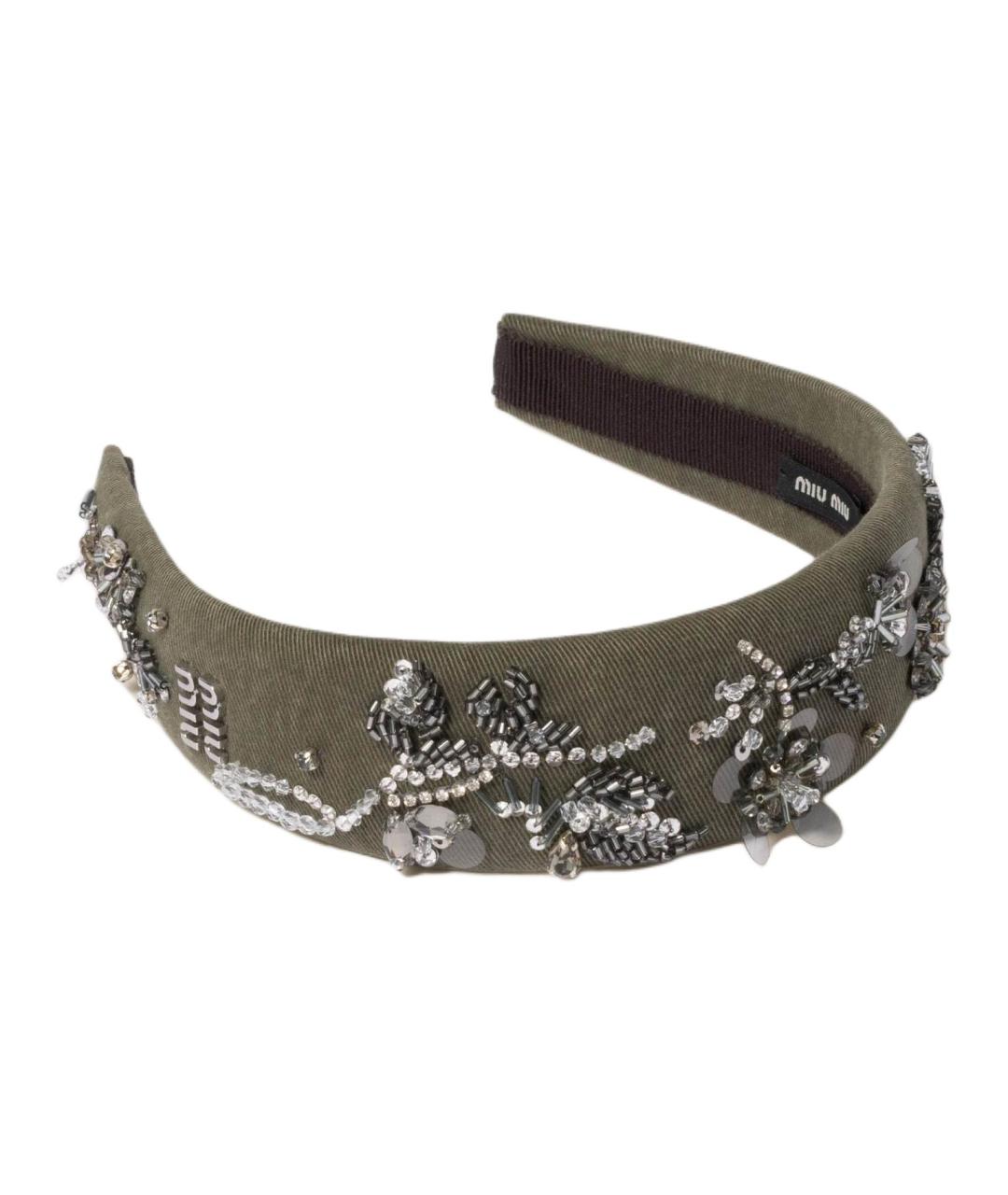 MIU MIU Хаки ободок, фото 1