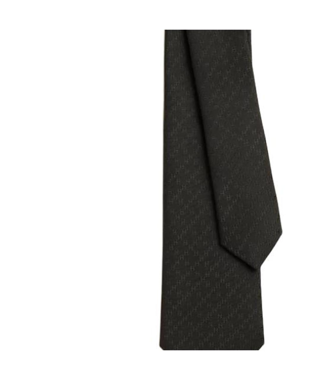 HERMES Черный шелковый галстук, фото 2