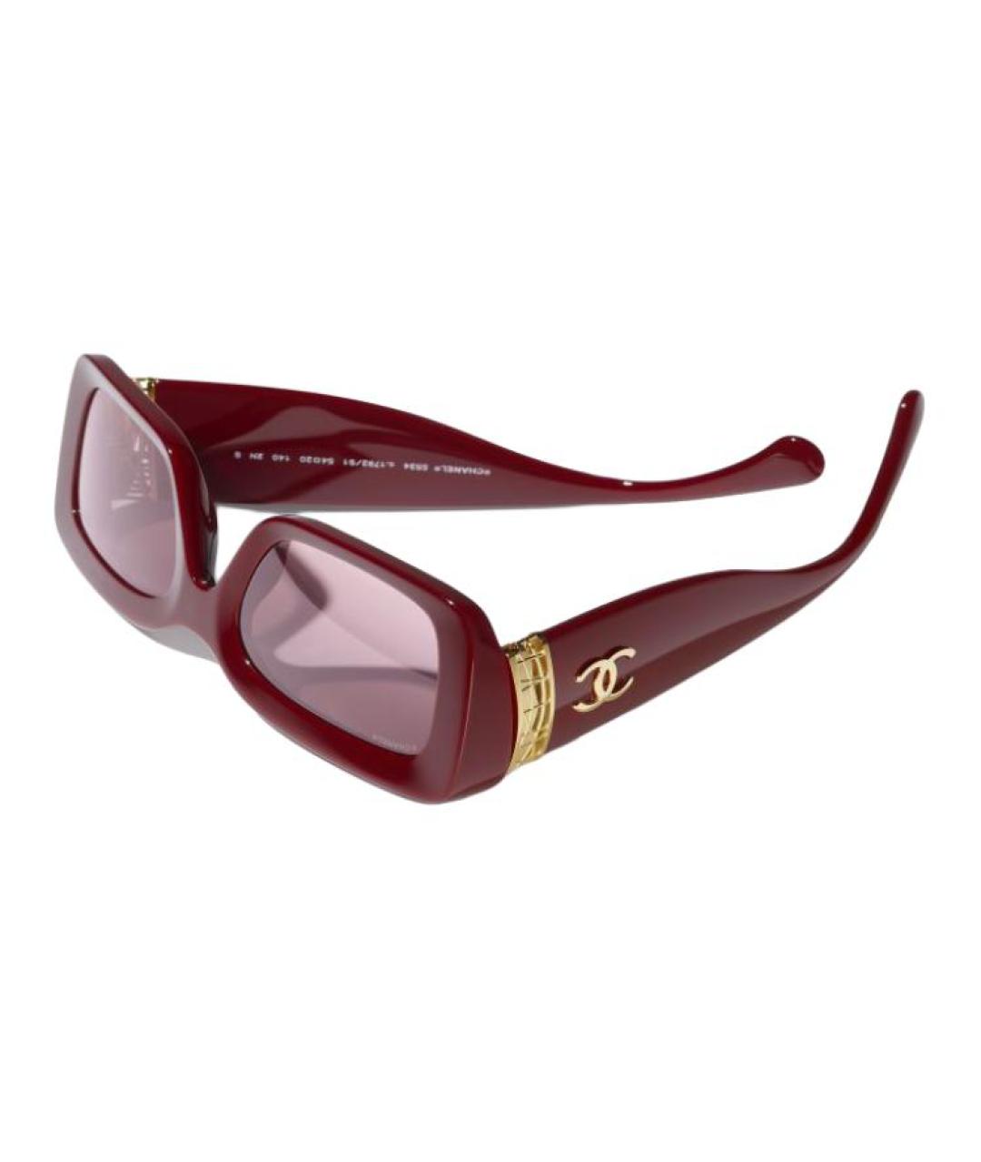 CHANEL Бордовые пластиковые солнцезащитные очки, фото 3